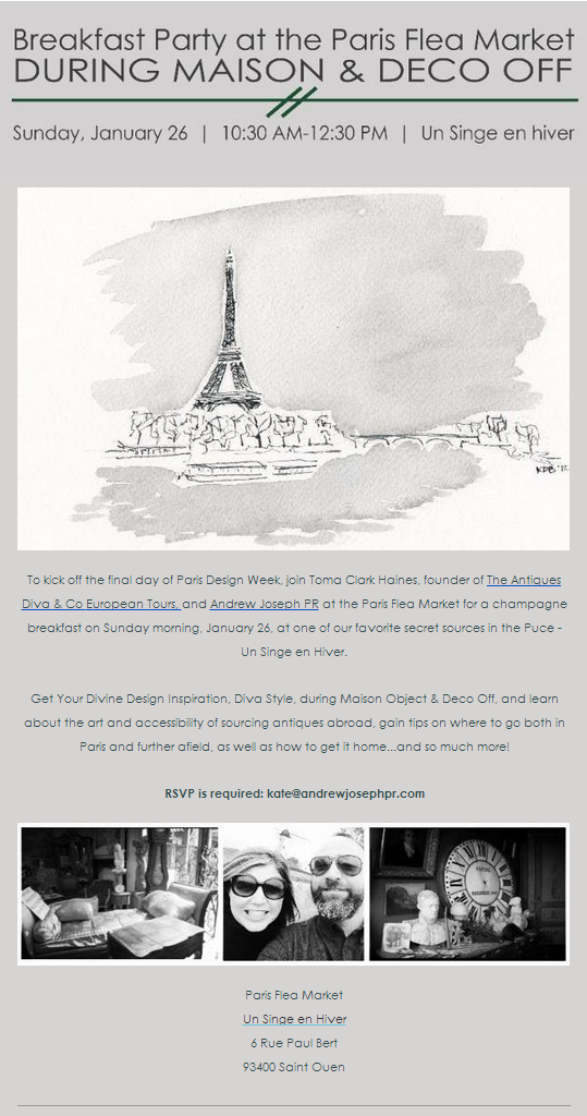 You're invited to a party at the Paris Flea Market during Maison Objet Paris 