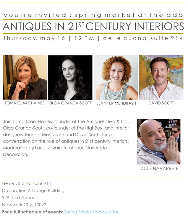 Invitation May 2014, antiques diva, antiques, modern