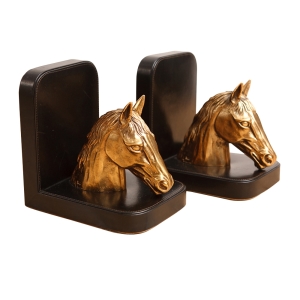 pair-of-leather-and-brass-horsehead-bookends, The HighBoy, Olga Granda-Scott, Holiday Gift Guide