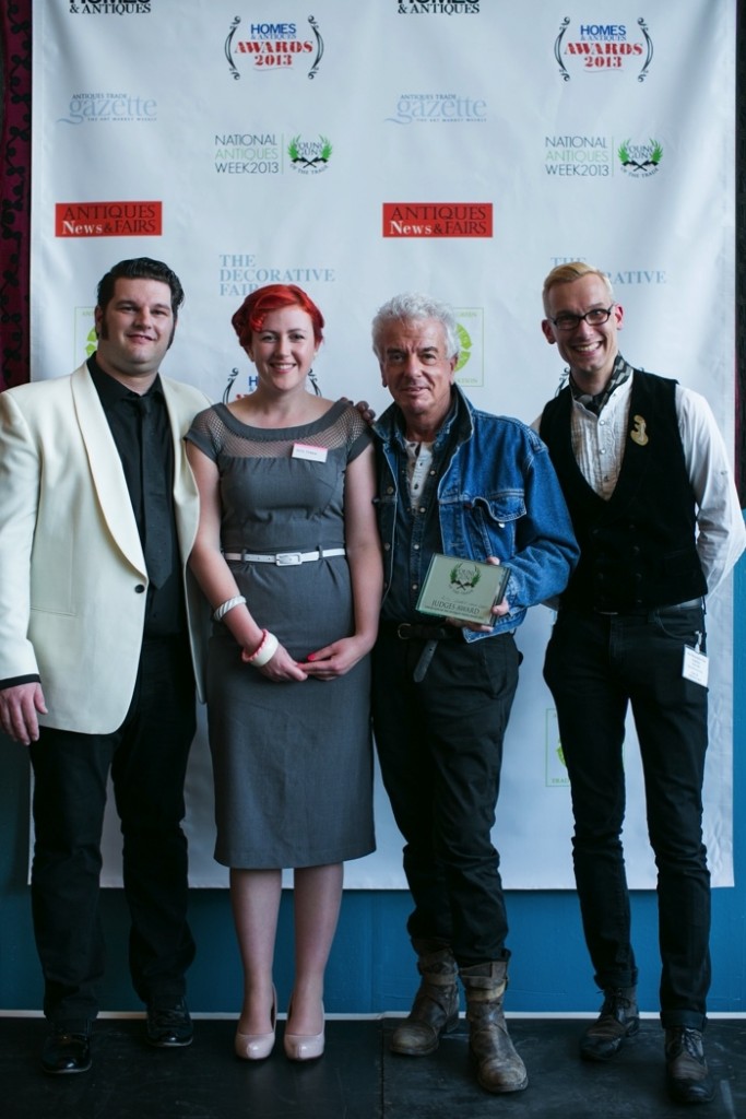 Alys Dobbie of Nanadobbie pictured with George Johnson, Nicky Haslam and Mark Hill.  Antiques Diva Guide Alys