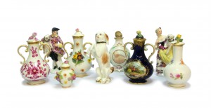 Gray’s & Alfie’s Christmas Shopping Parties Serhat Ahmet Antiques - A selection of European porcelain scent bottles and stoppers from Meissen and the Paris manufactories.