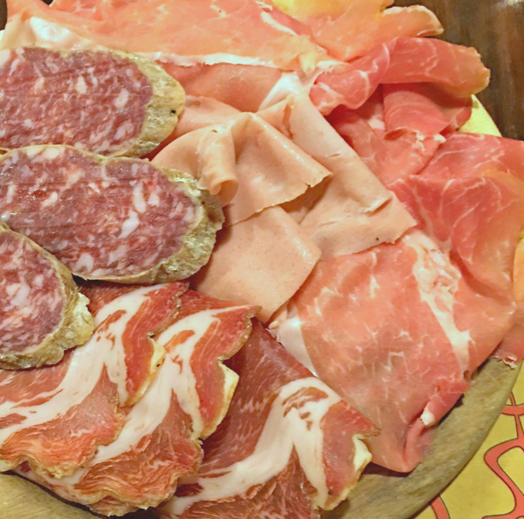 Our first plate of salumi in Parma