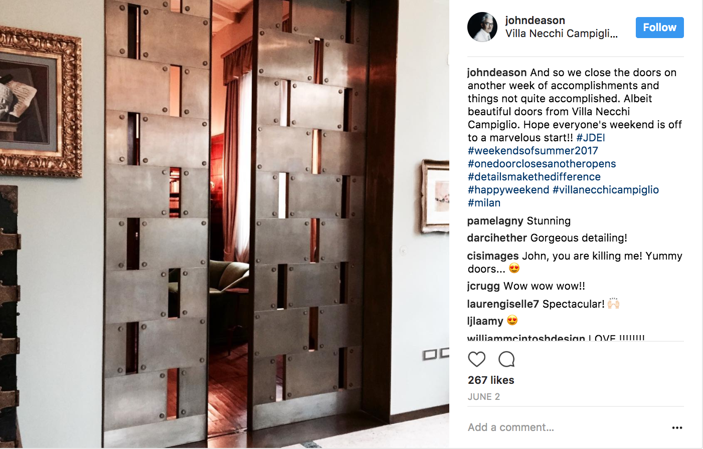 Interior Designer John Eason's Design Inspiration at Villa Necchi Campiglio, Italy: DOORS