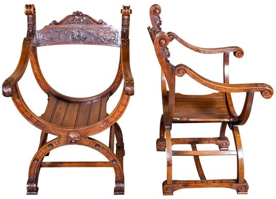 French chairs at Lolo French Antiques: Pair Renaissance Dagobert chairs