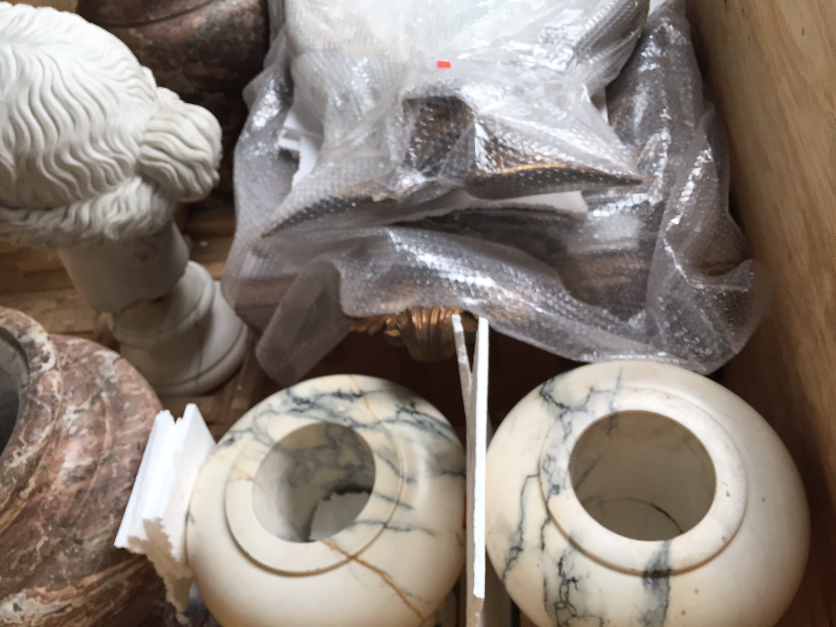 Smaller pieces packed at AD&CO Logistics: Crating, packing and shipping antique statuary
