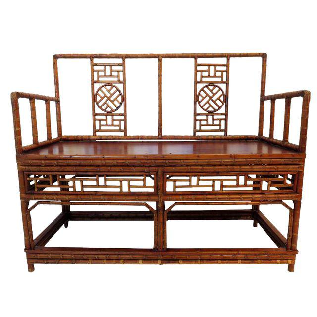 Antique Chinese Bamboo Chinoiserie Settee, DECASO 
